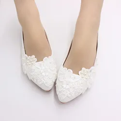 White flat big size comfortable wedding shoes simple handmade wedding shoes fashion bridesmaid shoes New
