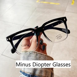 Large Transparent Finished Myopia Glasses for Women Ladies Fashion Near Sight Prescription Glasses Luxury Minus Diopter Eyewear