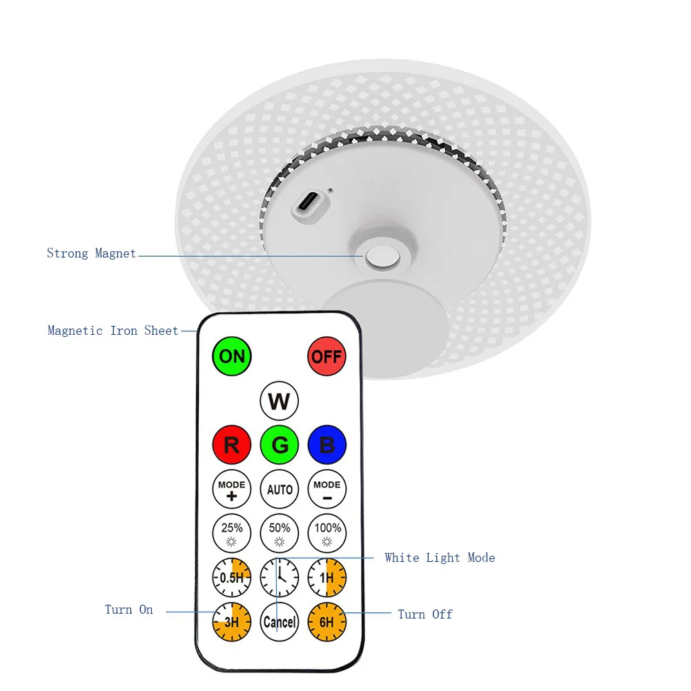 LED Wall Lights With Touch And Remote Control Magnetic RGB Wall Sconce With 2000mAh Rechargeable Battery For Bedroom Hallway 