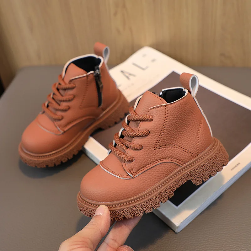 Boys Shoes Baby Kids Short Boots Autumn Winter Leather Children Boots Fashion Toddler Girls Boots Casual Kids Shoes H959