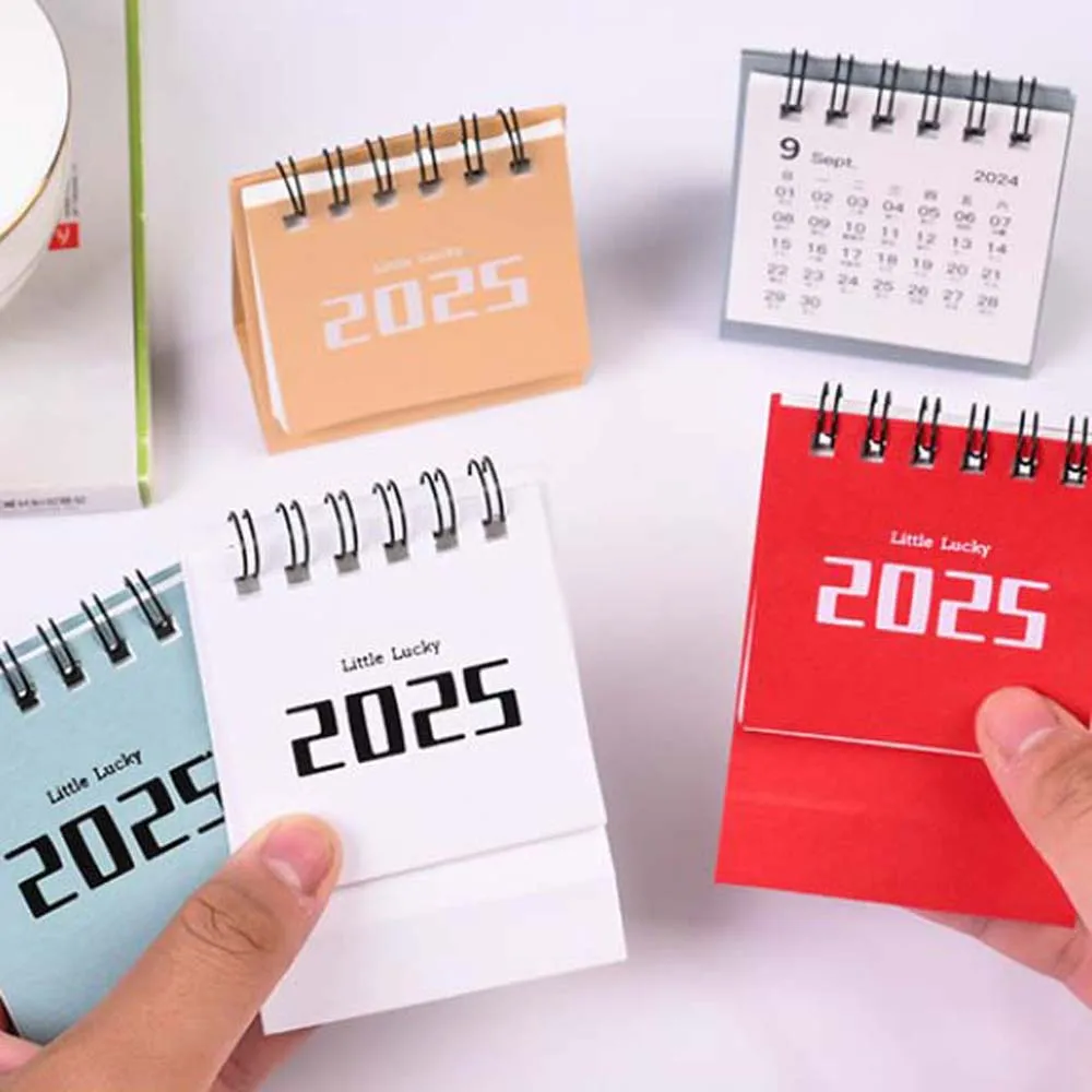 Coil Standing Flip Desktop Calendar Agenda Organizer Schedule Planner 2024 2025 Calendar Paper Yearly Agenda Mini Desk Calendar