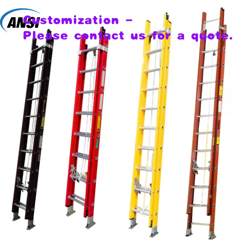 custom.FRP Insulating Industrial Multipurpose Fiberglass Step Ladder Foldable Extension Ladders with Rope EN131 Certifi