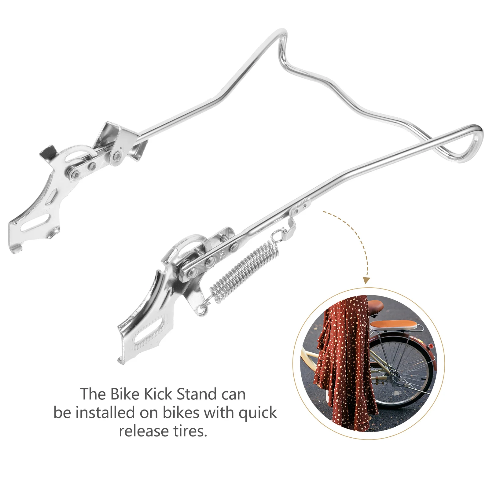 

Bicycle Double Kickstand Heavy Duty Wear-Resistant Metal Bike Stand Non-Slip Adjustable Fit for Mountain Road Bike Replacement