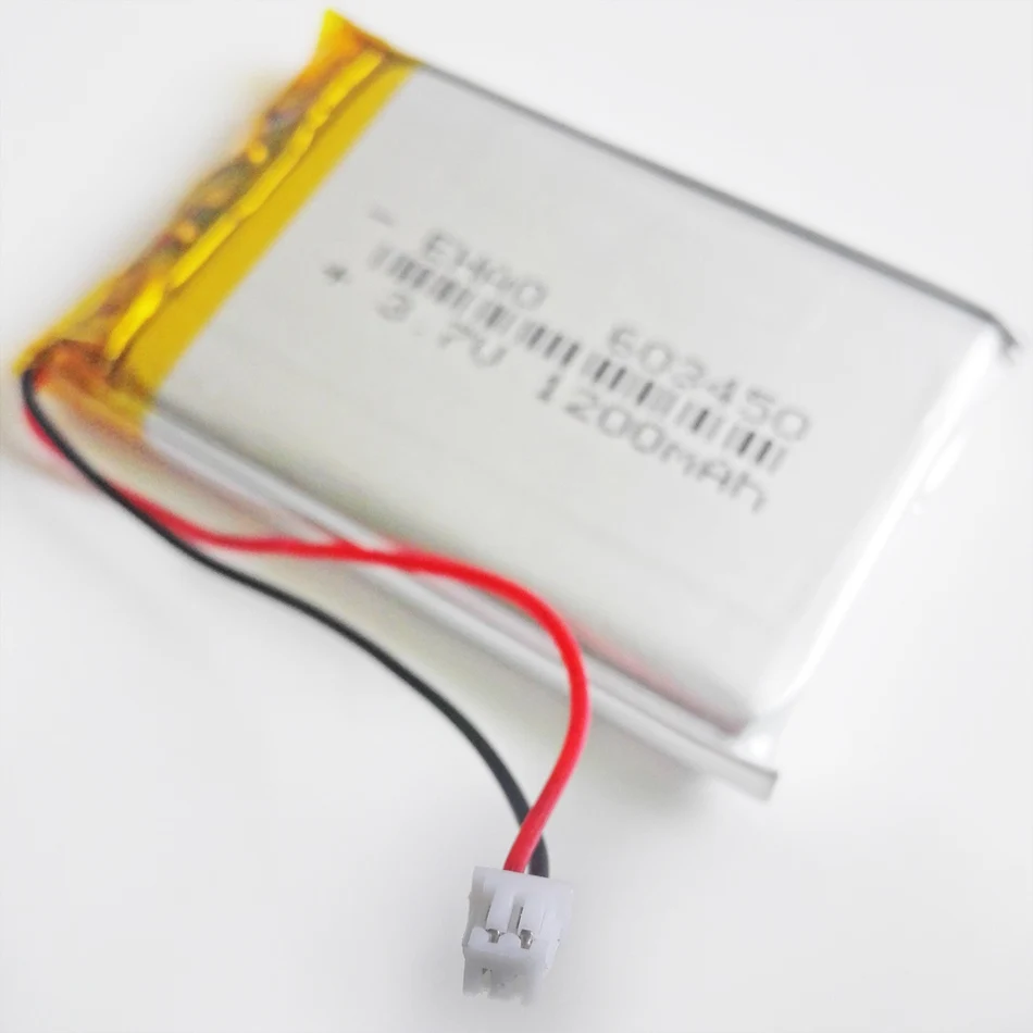 3.7V 1200mAh Lipo Polymer Lithium Rechargeable Battery  JST 1.25mm 2pin Plug For GPS DVD Bluetooth Recorder E-book Camera 603450