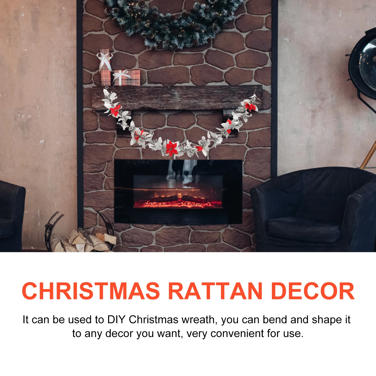 

Christmas Rattan Decoration Garland Decorations Glitter Fake Flower Floral Vine
