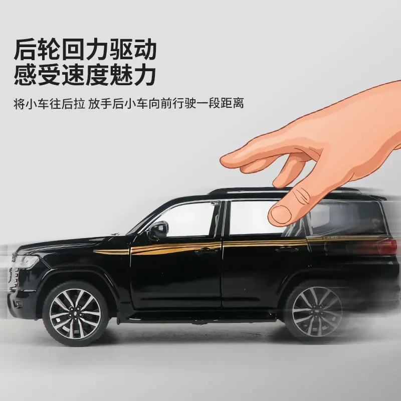 1:32 Toyota LAND CRUISER LC300 alta simulación Diecast Metal aleación modelo coche sonido luz tirar hacia atrás colección niños juguete para regalo A651