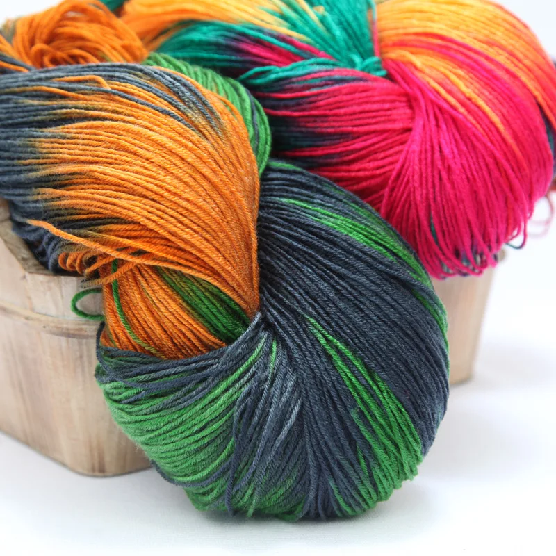 50g Colorful Rainbow Segment Dyed Wool Yarn Soft Hand-Woven Thickness Wool Yarn DIY Scarf Shawl Sweater Hat Sewing Supplies