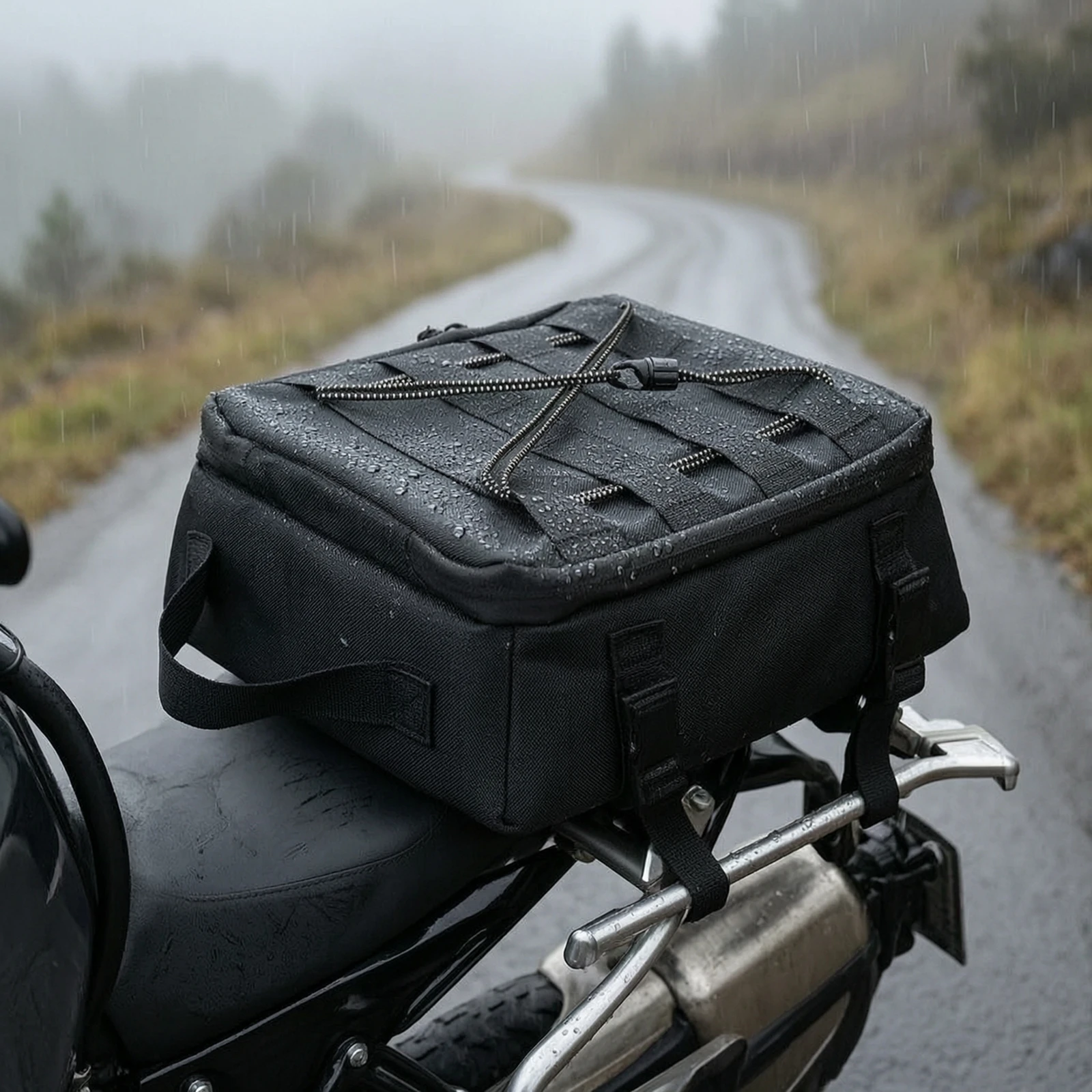 Motorcycle Tail Bag Lightweight Rear Top Bag Motorcycle Luggage with Straps Tear-Resistant Heavy-Duty for Motorcyclists