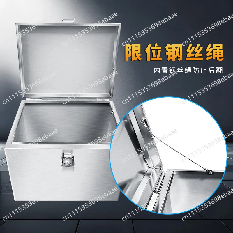 Large Capacity Stainless Steel Motorcycle Top Case, Universal Scooter Trunk Toolbox & Storage Box for Electric Bike