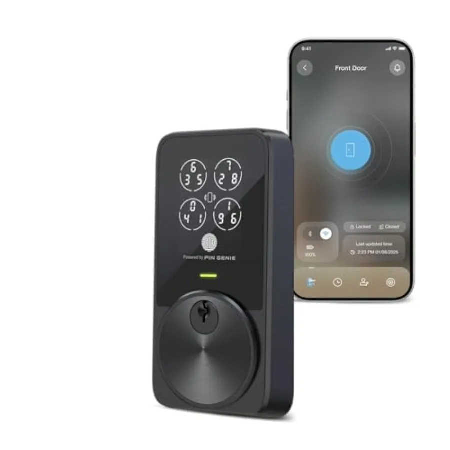 

Умный дверной замок PIN Genie Pro Zeno Series с бесключевым доступом, поддержкой Apple Home Key, встроенным Wi-Fi и кодовой панелью для входных дверей