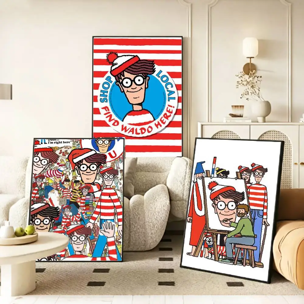 Game W-Wheres W-WallyS Waldo World Poster HD Self Adhesive Waterproof Wall Art Ideal for Home Office
