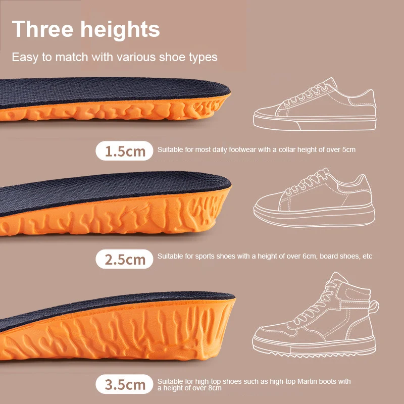 1PCS Inner Raised Insole Heel Lift Insole Soft Light Shoes Add Insoles To The Feet Invisible Raised Insole