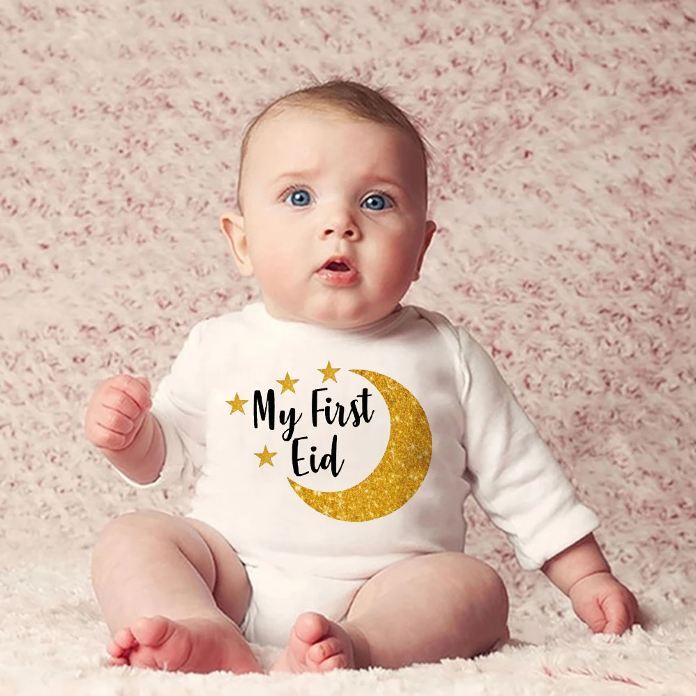 

My First Eid Kid Boy Girl Clothes Happy Ramadan Baby Bodysuits Eid Toddler Outfits 1st Ramadan Newborn Romper Baby Shower Gift