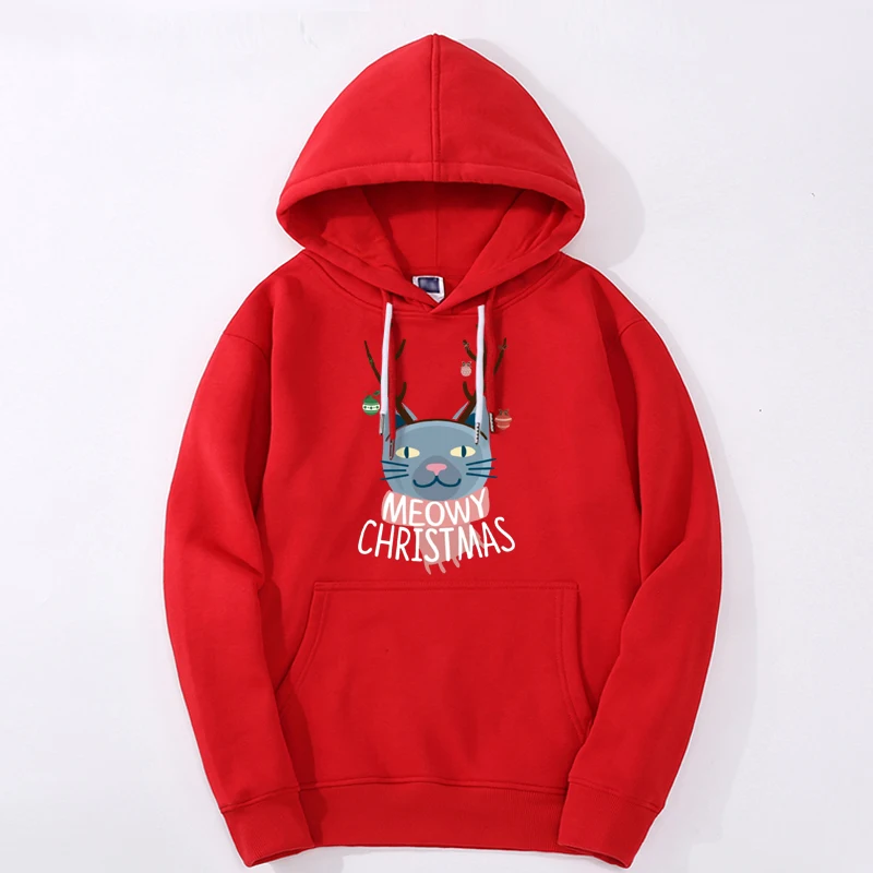 

Meowy Christmas Hoodies Xmas Cute Cat Kpop Thick Pullover Harajuku Moletom Bodywarm Loose Sweatshirt Sportswear Unisex Pullovers