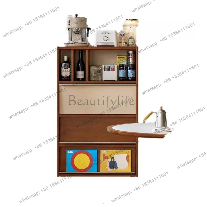 

Side cabinet, locker, retro color matching, integrated storage, dining side cabinet, bookcase shelf against the wall