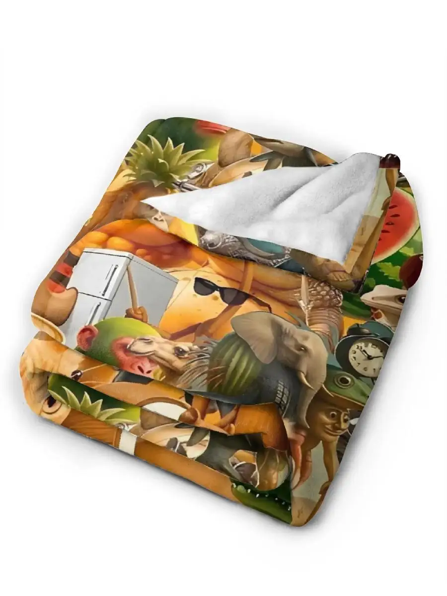 Soft Warm Throw Blanket Decorative Bedspread for Living Room Winter Italian Animals Print