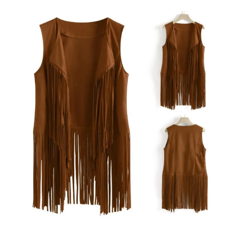 

Trend New Tassels Vests Jackets Women's Tank Tops Cardigans Vintage Harajuku Sleeveless Jacket Coats Design Top Vest Waistcoat