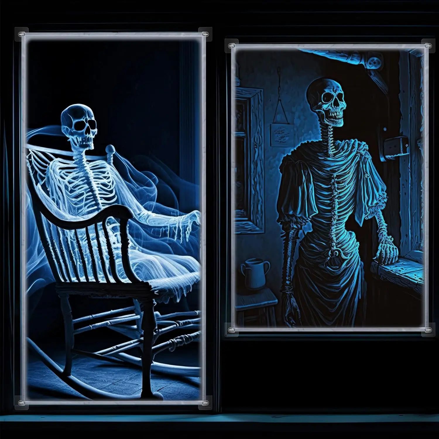

Halloween Rear Projection Screen 2 Pack with Mounting Hardware for Window Door Projecting Spooky Videos 36x80 40x60