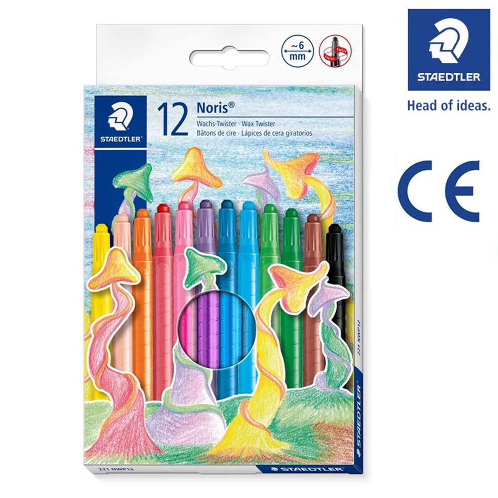 

12 цветов crayons STAEDTLER 221 NWP12 Crayons вращающийся Телескопический для начальной школы Детский рисунок граффити