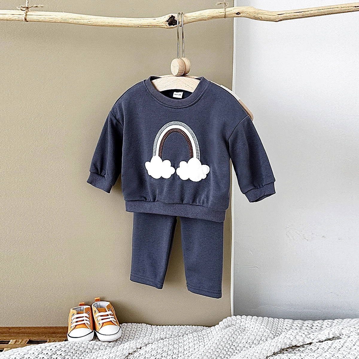 0-4Y Infant Boy Set Newborn Baby Clothes Fall Kids Clothing Cotton Spring Handmade Rainbow Baby Outfits Tops+Pants Wear