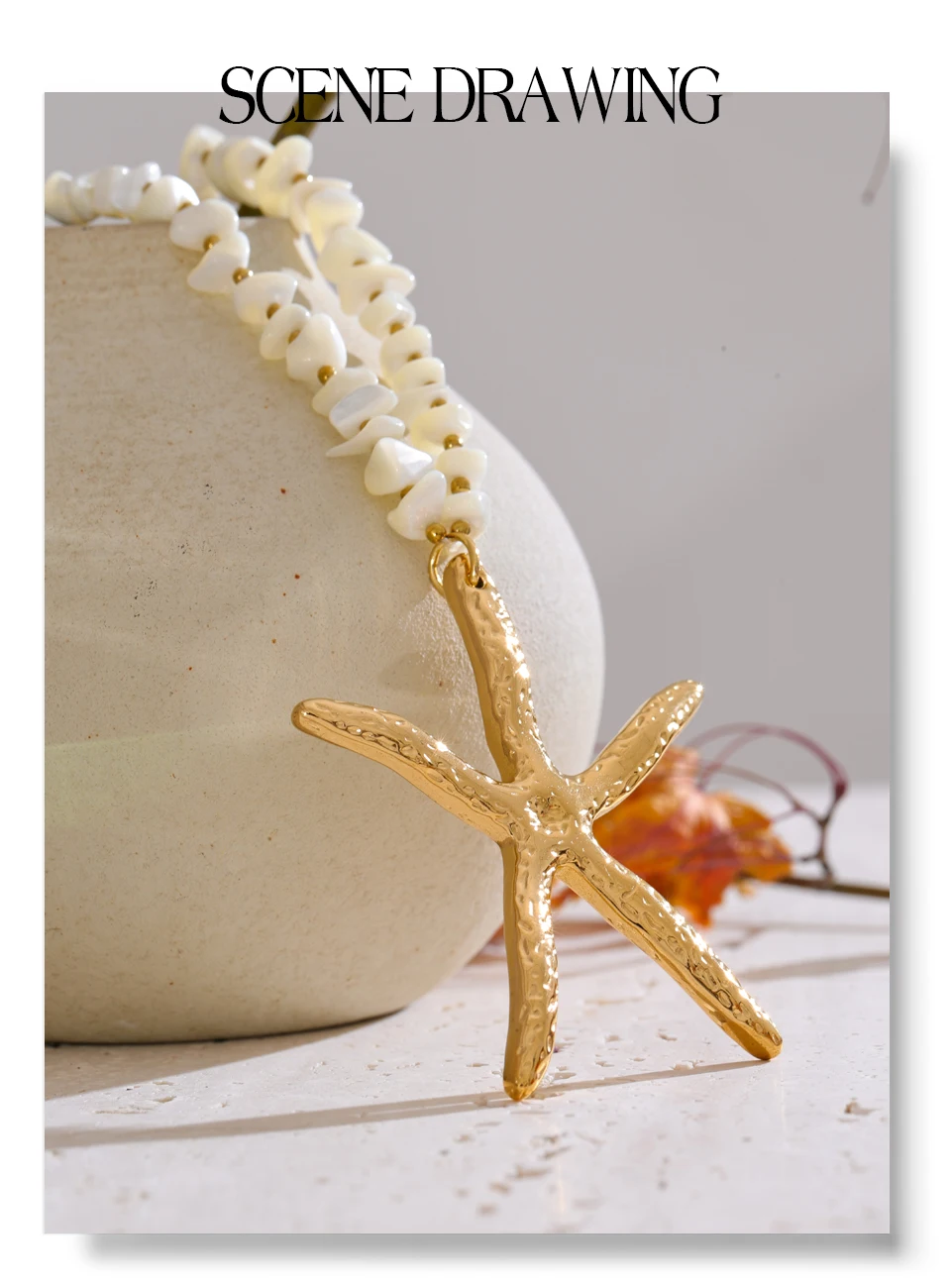 Yhpup 60 + 7 cm Ozean Stil Shell Handgemachte Kette Große Seestern Anhänger Halskette Edelstahl Strand Urlaub Schmuck 2025 – Detail 11