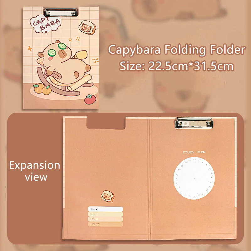 การ์ตูนน่ารัก Capybara แฟ้มโฟลเดอร์แฟชั่นแฟ้มเก็บคลิปโฟลเดอร์เอกสารผู้ถือกระดาษแบบพกพา Exam โฟลเดอร์กระดาษ