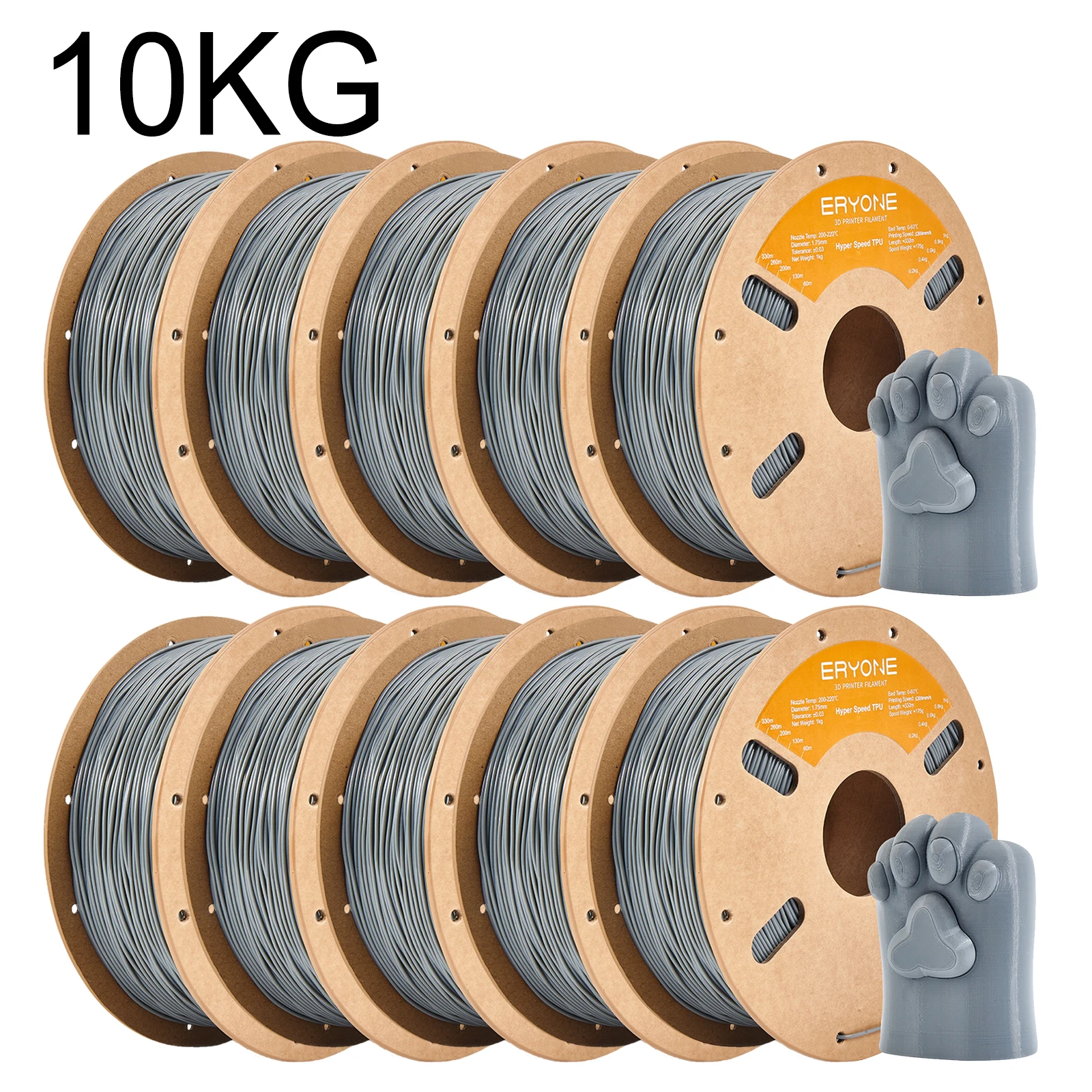ERYONE 10KG High Speed TPU 95A 3D-printerfilament 1.75mm, snel printend flexibel filament, slijtvast 1kg spoel