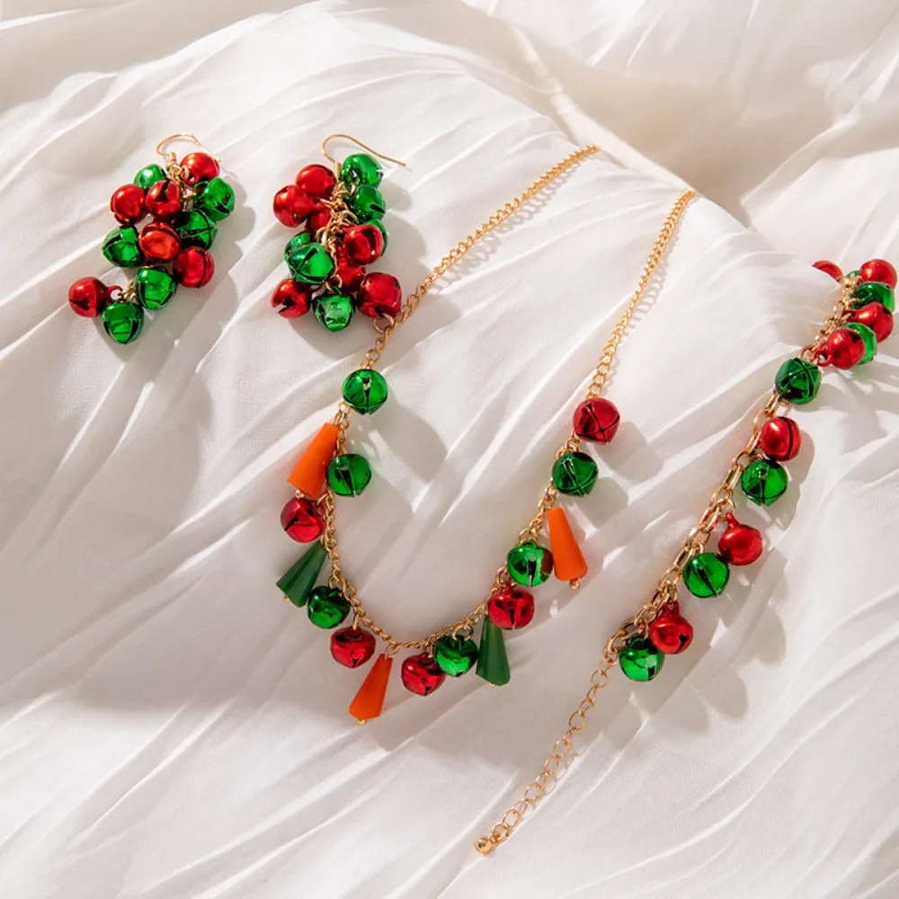 مجموعة مجوهرات عيد الميلاد شجرة عيد الميلاد ثلج قصب قلادة مطرز أقراط قلادة سوار مجموعة عيد الميلاد سلسلة مجوهرات اكسسوارات #5