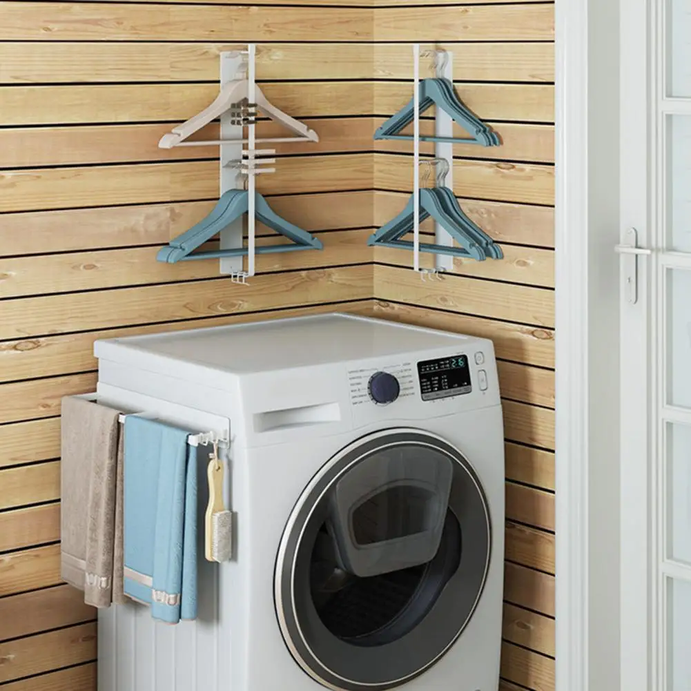 Magnetic Washing Machine Side Hanger Punching Free Balcony Wall Storage Hanging Hook Drying Hanger Shelf Clothes Hanger Storage