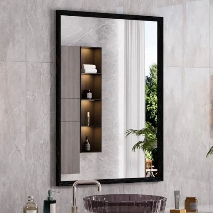 

Framed Mirror for Bathroom, 22x30 Inch Framed Bathroom Mirror, Rectangular Wall Mounted Mirror, Vanity Mirrors, Tempered Glass,