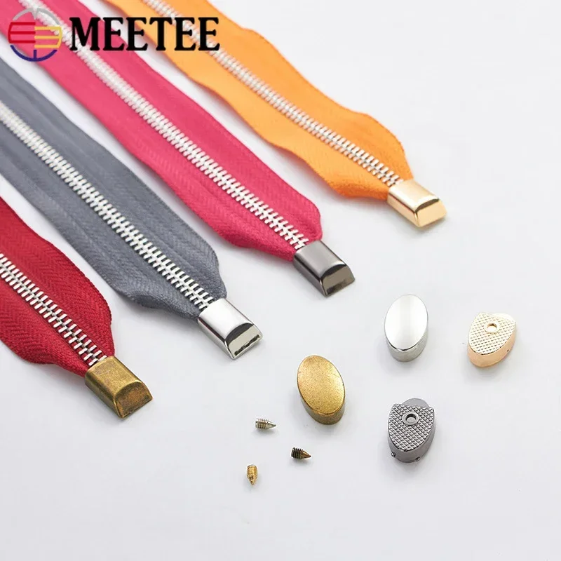 10/30Pcs Metal Zipper Tail Clip Zips End Stopper Screw Handbag Decoration Cord Lock Clasp Rope Stop Leather Sewing Hardware