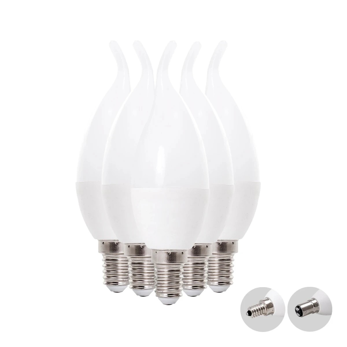 220V Dimmable E14 E12 B15 5W LED Chandelier Flame Shape Light Bulb Plastic Clad aluminum Warm White Light Replace Halogen Lamps