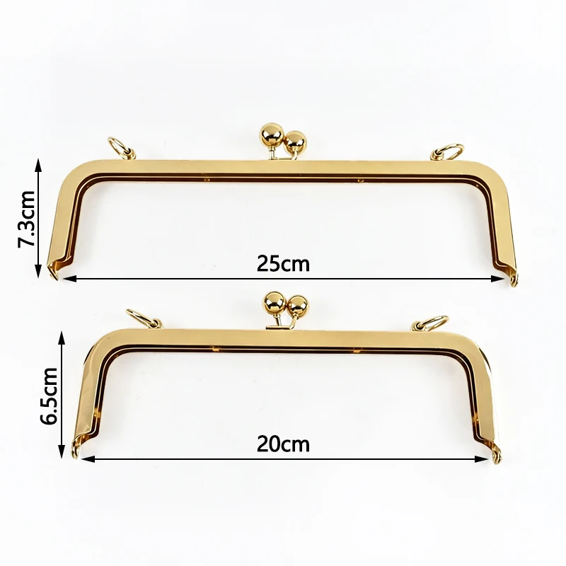 20/25cm Metal Bags Handle Smooth Purse Frame Clourse Clip Kiss Clasp Handbag Wallet Screw Brackets DIY Bag Accessories,1/2/5Pcs