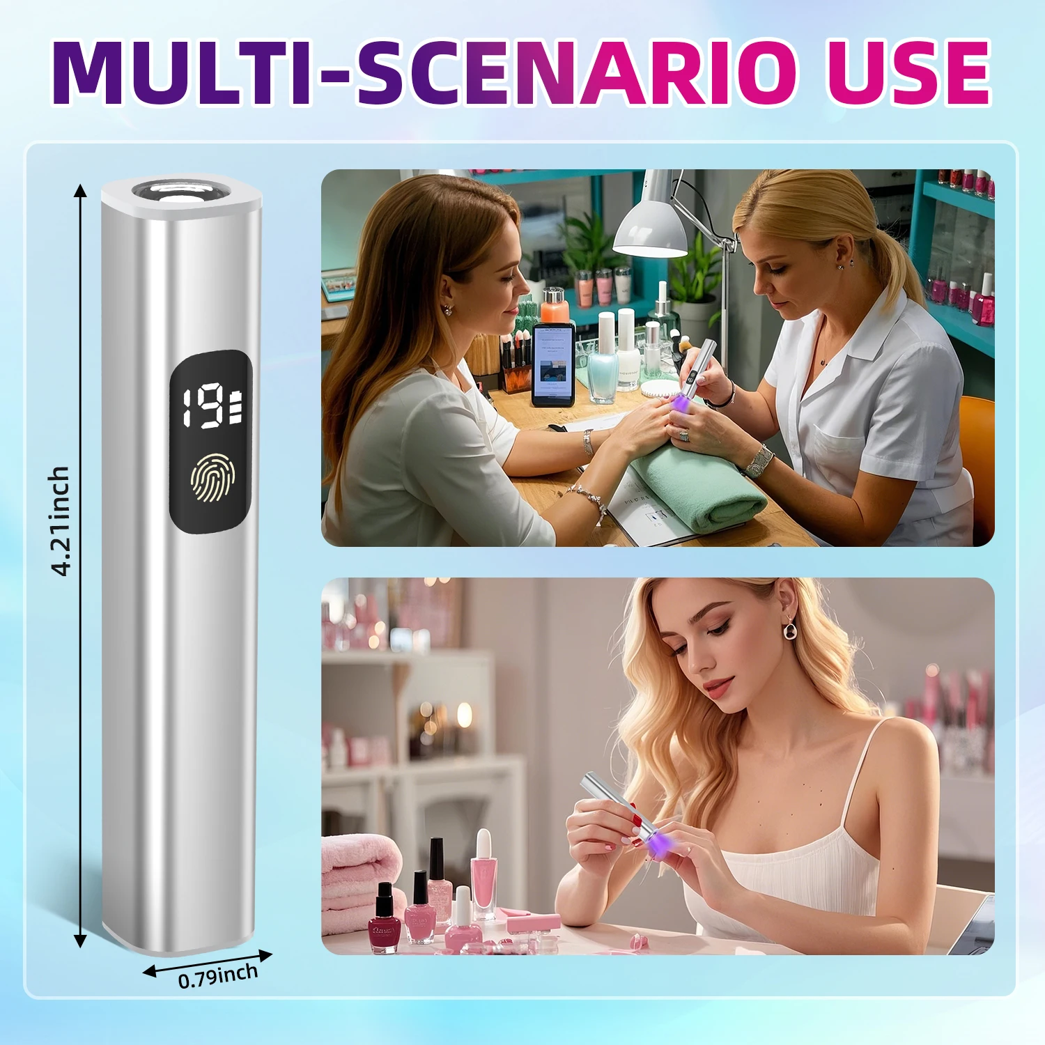 ミニポータブルUV LEDネイルドライヤー - 充電式ハンドヘルドジェルポリッシュ硬化ランプ、コンパクトなアルミニウム合金デザイン