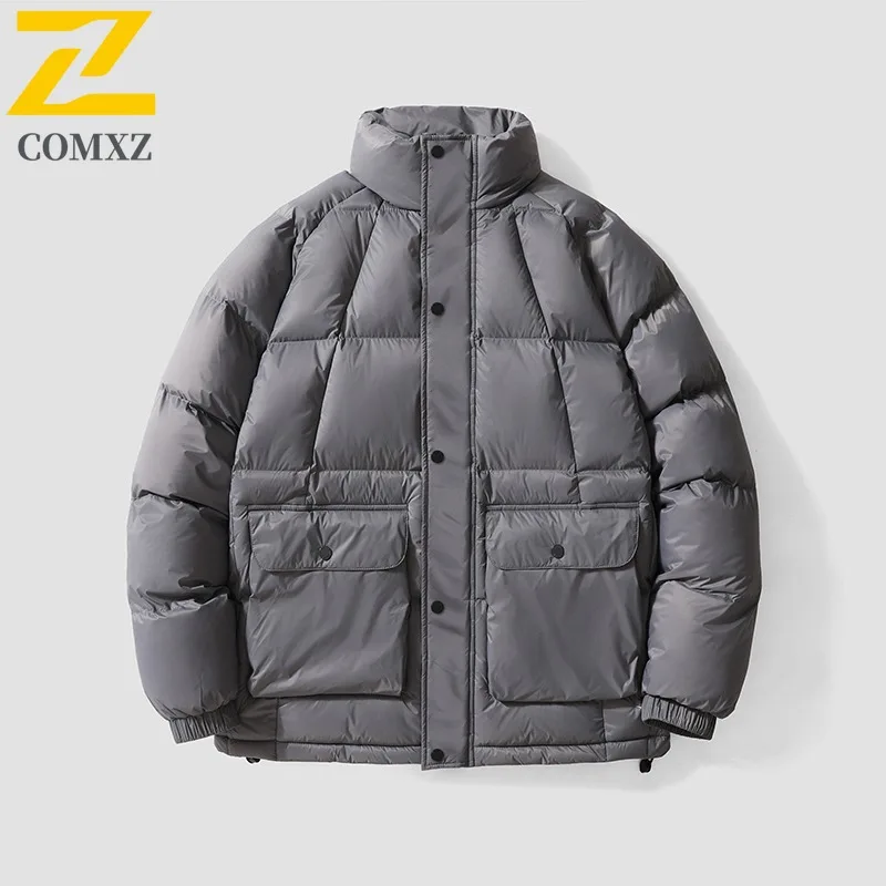 COMXZ Luxury Men Cotton Coat Casual Notch Collar Outdoor Mountaineering Windproof Coat Fashion Travel Lightweight Winter Garment