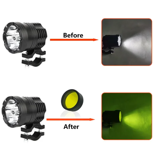 Imagen 2 del producto Faros delanteros de motocicleta de 2 piezas, cubierta amarilla de plástico, luz LED antiniebla para Moto de cross, 3000k, foco de Moto