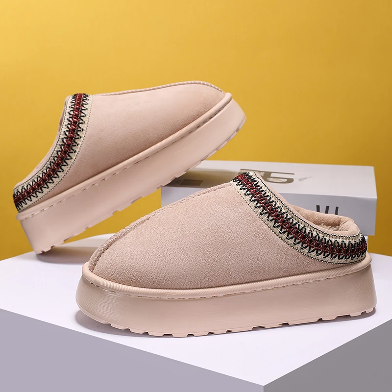 New Fashion Fluffy Platform Slippers for Women 2025 Winter Plush Warm Cotton Shoes Women Comfort Non Slip Unisex Home Slippers