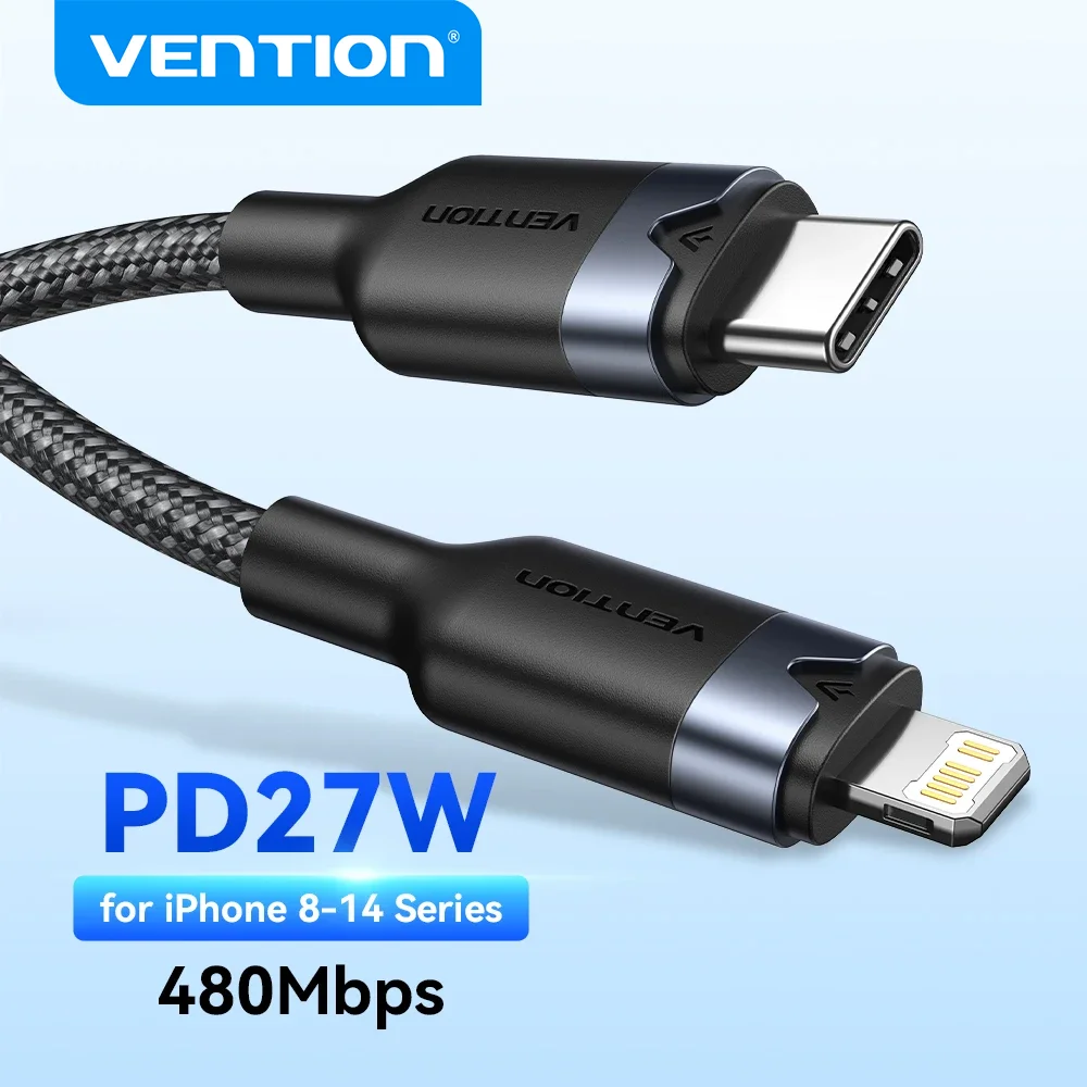

Кабель Vention 27 Вт USB C to Lightning для iPhone 14 13 12 Pro Max PD Кабель для быстрой зарядки типа C Кабель для передачи данных Провод для iPhone iPad