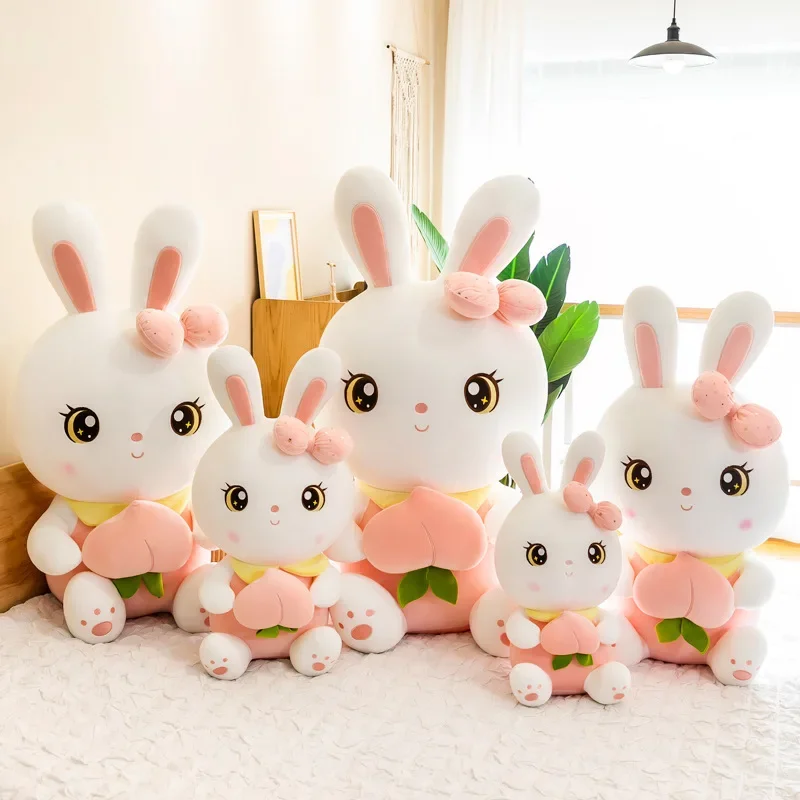 50/65/80 cm Nette Pfirsich Kaninchen Plüsch Spielzeug Kissen Kawaii Gefüllte Weiche Tier Hase Puppe Baby Kinder Spielzeug geburtstag Geschenk Geschenk für Mädchen