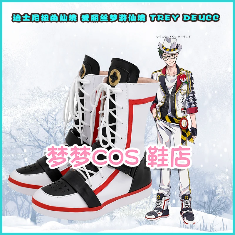 Twisted-Wonderland Alice In Wonderland Theme Trey Deuce Cosplay Shoes Boots Halloween Carnival Shoes Custom Made