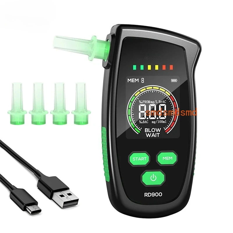 

RD900 Alcohol Tester Rechargeable Digital Breath Tester Breathalyzer Gas Alcohol Detector for Personal & Professional Use