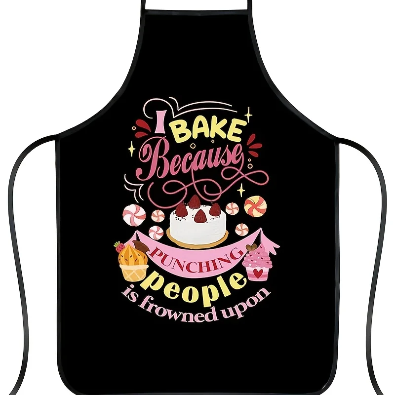 1pc Apron for Women and Men with Tie-Back Cute Cake Decoration Kitchen Cooking Holiday Party