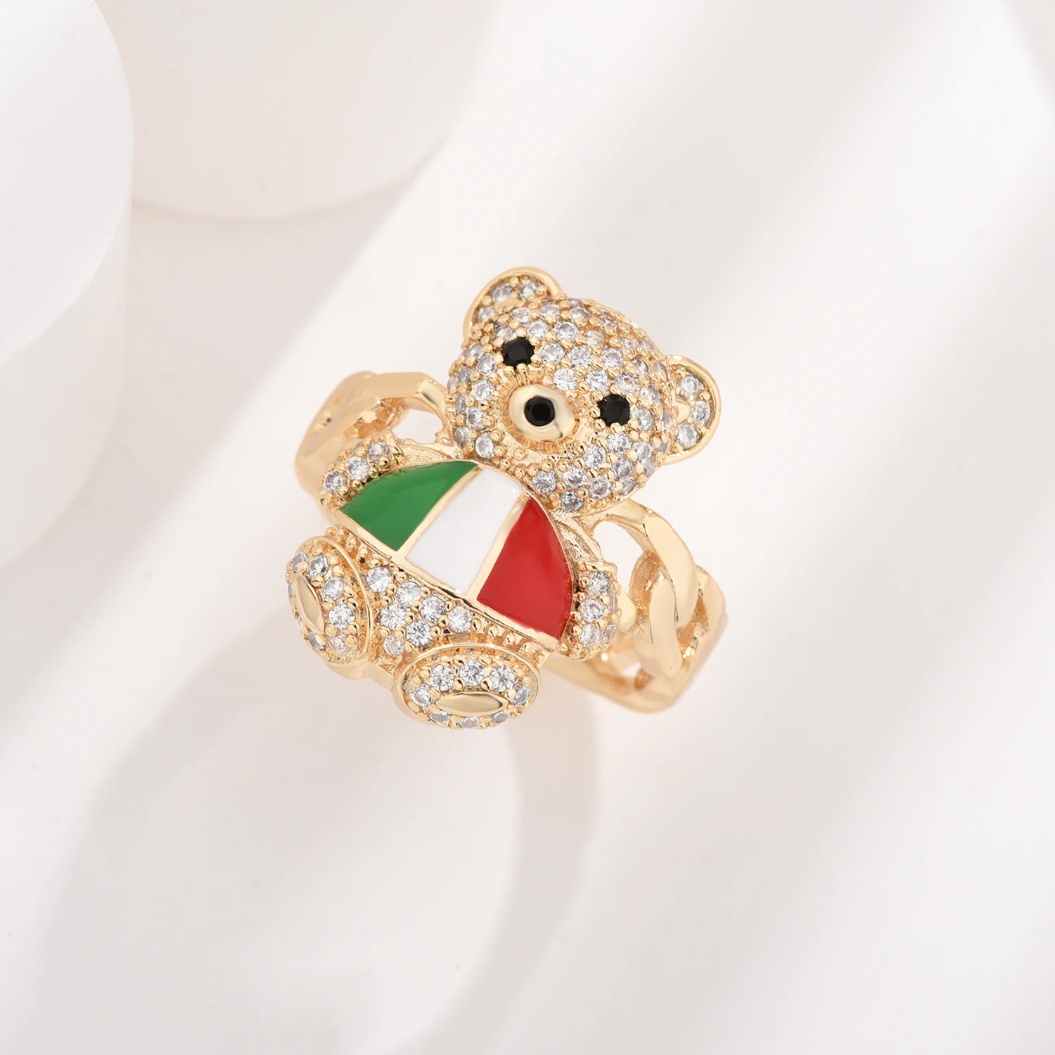 

Lovely Teddy Bear Ring Premium Copper Jewelry Cubic Zirconia Stones Elegant Gift for Her Christmas Anniversary 3 Sizes