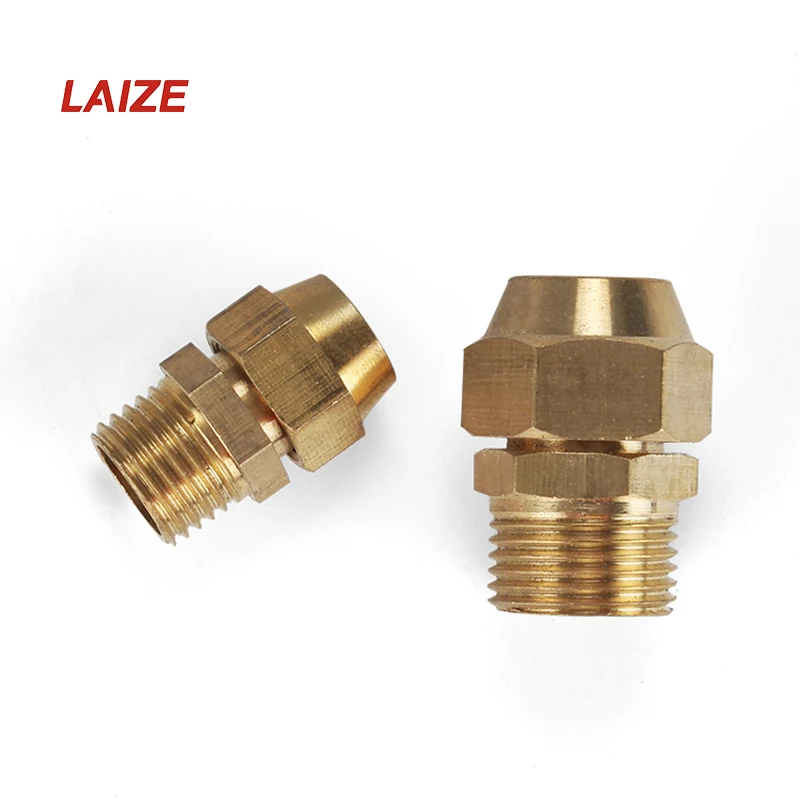 Brass Flaring Directly Connector 1/8" 1/4" 3/8" 1/4" BSPT Male Thread Brass Fitting Copper Expansion Flared Adapter Connector