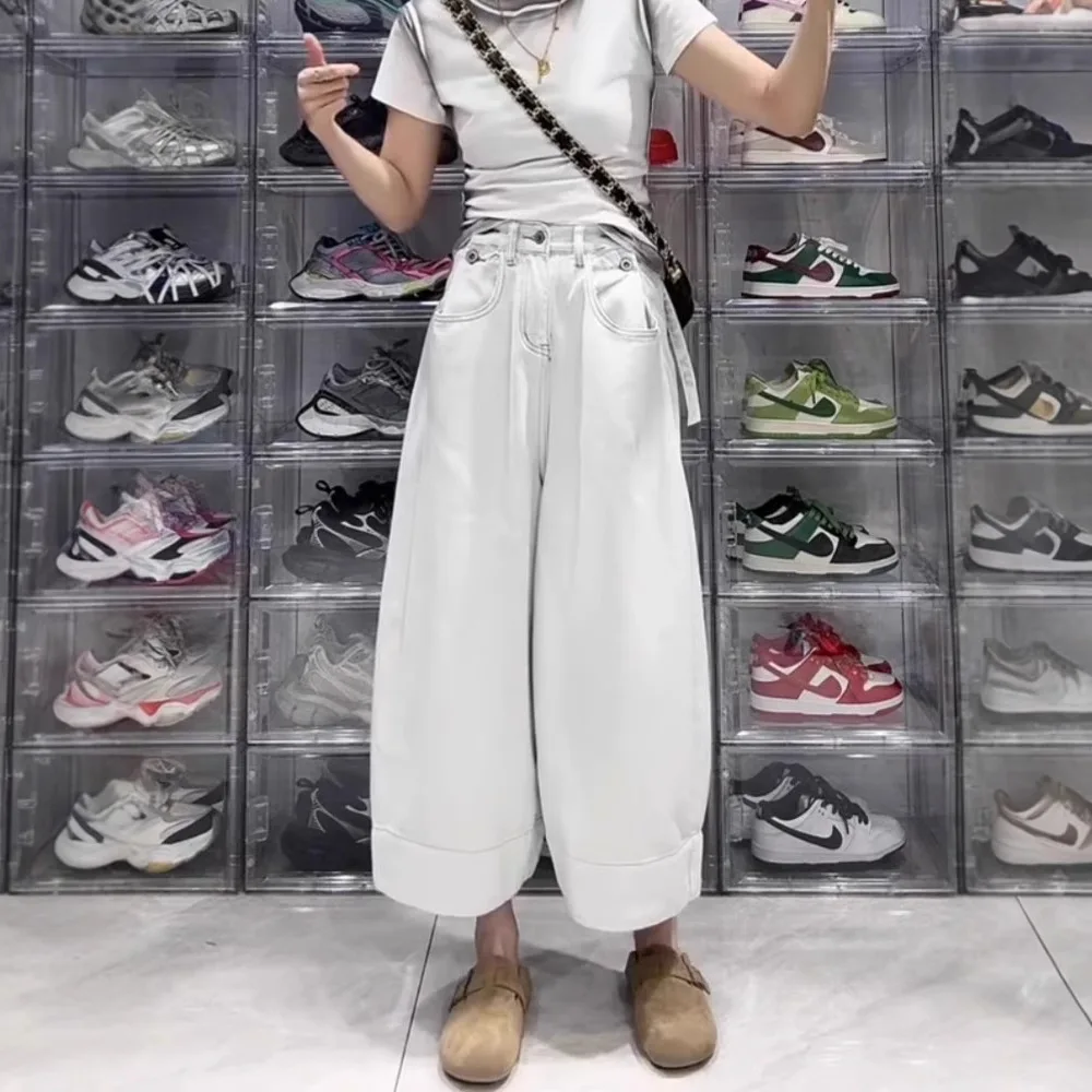 

Petite Wide-Leg Jeans For Women, Summer New Large Size, Pear-Shaped Body, Loose Fit, Slimming, Hip-Covering, Versatile