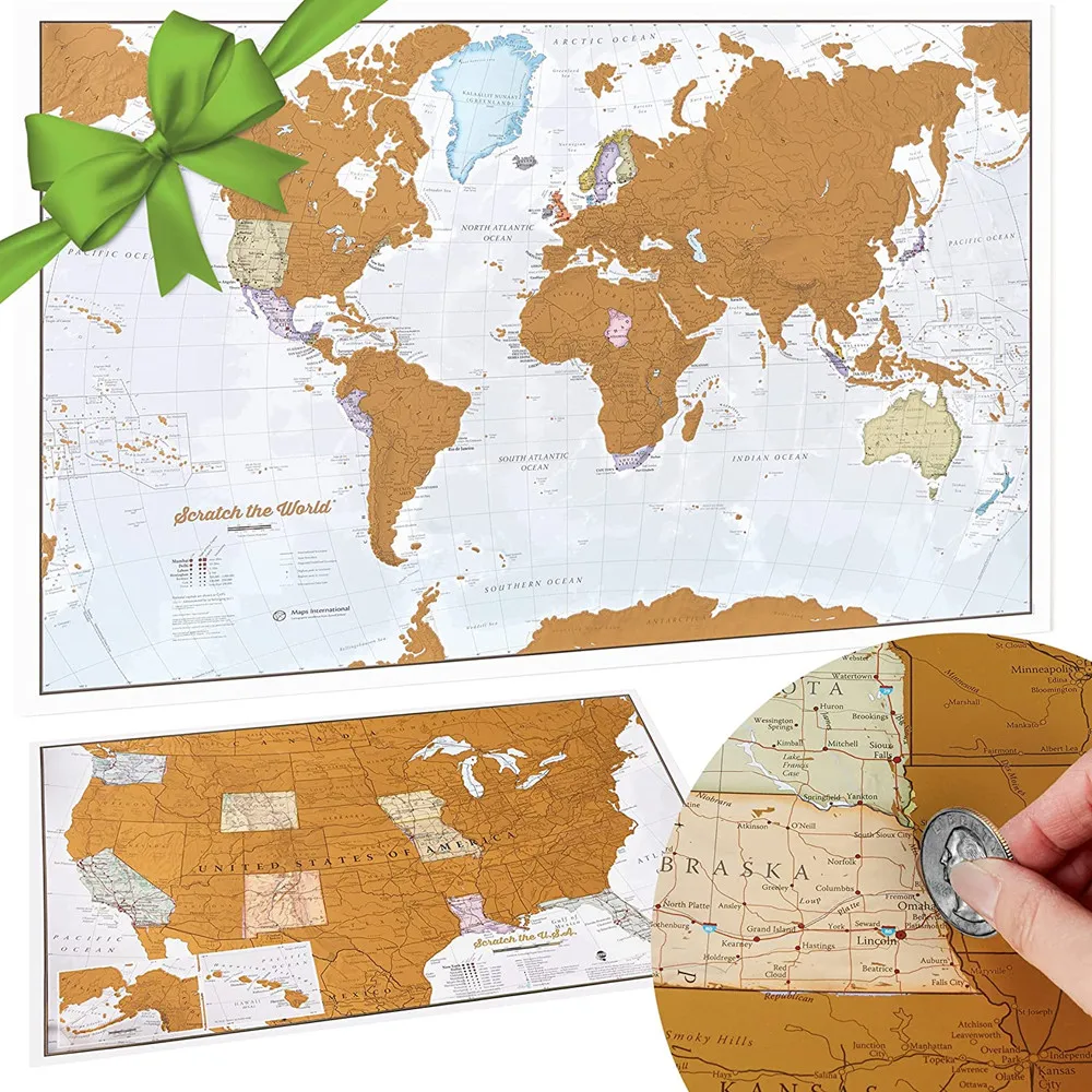 1 ps Deluxe Edition Scratch Maps With Scratch Off Layer Visual Travel Journal Maps For Educatioin Wall Sticker 88 x 52cm