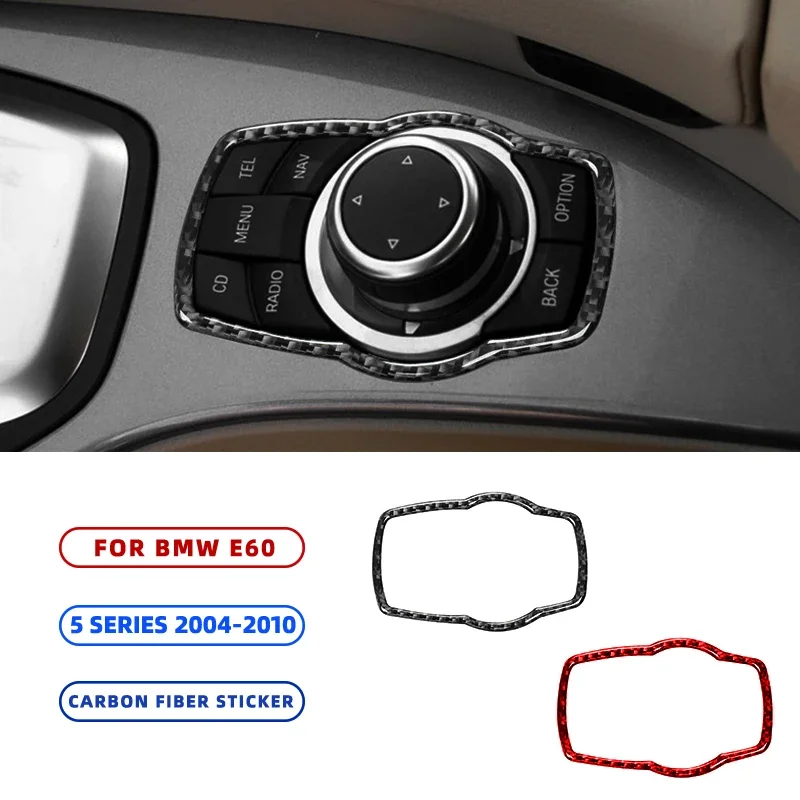 

For BMW 5 Series E60 2004-2010 Carbon Fiber Central Central Control Multimedia Button Para Auto Accessories Car Sticker auto