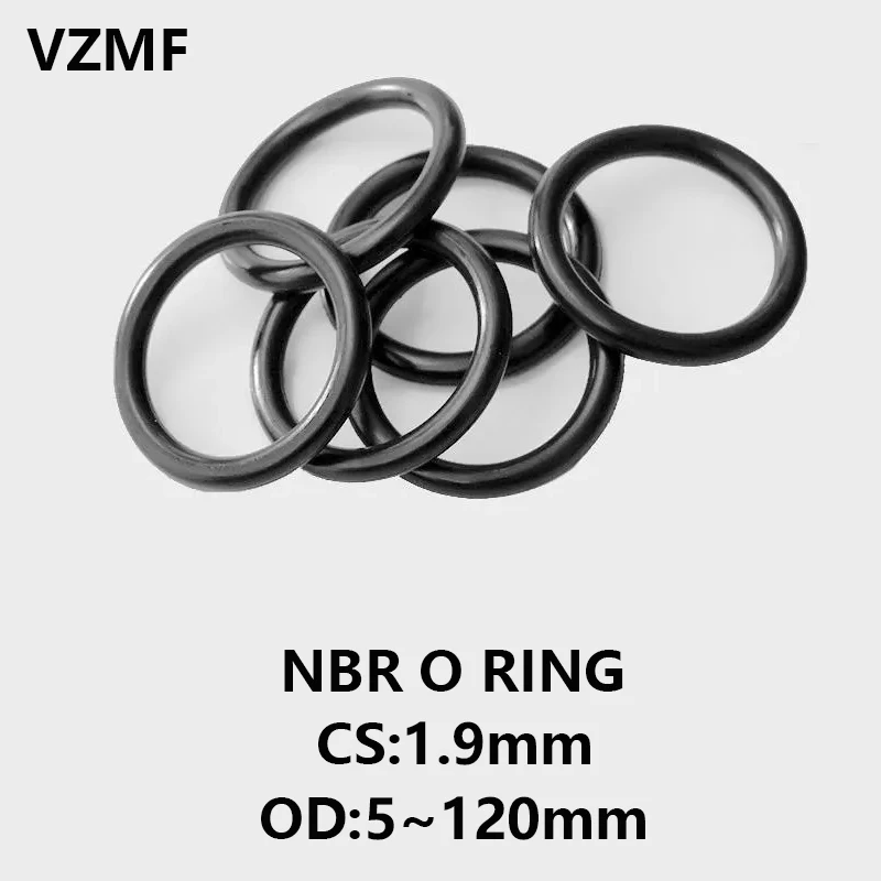 

NBR O Ring Gasket Thickness CS 1.9mm OD 5~120mm Nitrile Rubber Round O Type Corrosion Oil Resist Sealing Washer Blackr