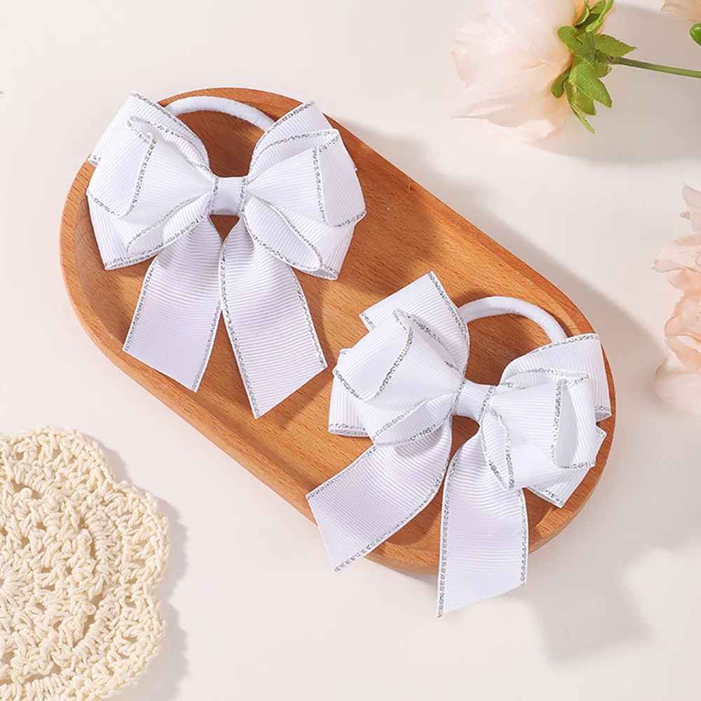 BABY BOWS 2 Stück/Set Kinder Mädchen Niedliche Doppelschichtige Schleifen-Haargummis Haarbänder Kinder Basis-Pferdeschwanz-Kopfschmuck Haaraccessoires – Detail 21