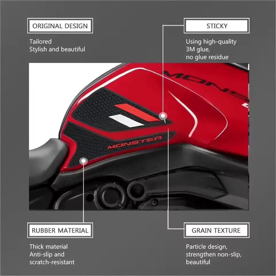 MONSTER937 MONSTER950 PVC Sticker Knee Grip Fuel Tank Traction Pads Protector Cover For DUCATI MONSTER 937 950 SP 2021 - 2023